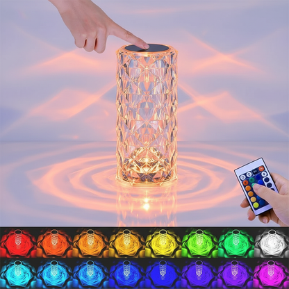 16 Colors LED Rose Light Projector Crystal Table Lamp Home Bar Decoration Touch Recharging Romantic Diamond Atmosphere Light