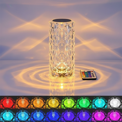 16 Colors LED Rose Light Projector Crystal Table Lamp Home Bar Decoration Touch Recharging Romantic Diamond Atmosphere Light
