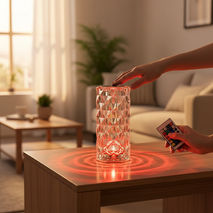 16 Colors LED Rose Light Projector Crystal Table Lamp Home Bar Decoration Touch Recharging Romantic Diamond Atmosphere Light